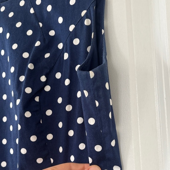 Liz Claiborne Navy and White Polka Dot Midi Dress - Picture 3 of 7